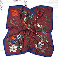 Платок модный шелковый женский Рафаела бордо