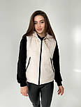 Плащевый стьобаний жилет на силіконі з капюшоном і кишенями, на блискавці (р. 42-52) 651455, фото 4
