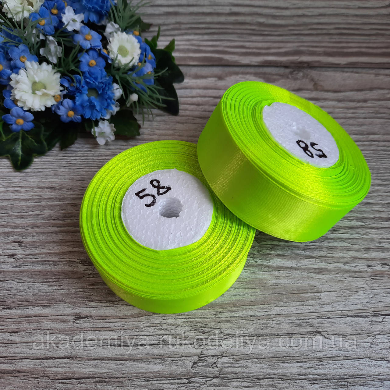 Стрічка атласна. Колір лимонний. Ширина 2.5 см, фото 1