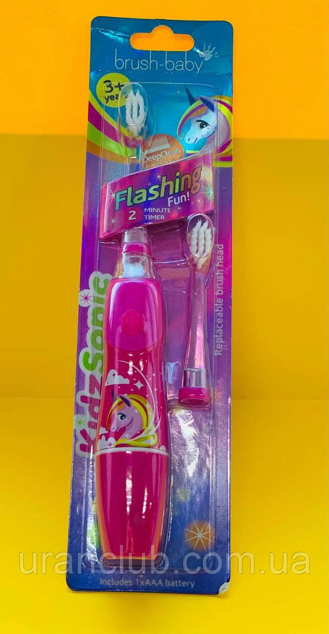 Электрическая звуковая зубная щетка Brush-Baby KidzSonic (3+) 2 насадки - фото 1 - id-p1066766775