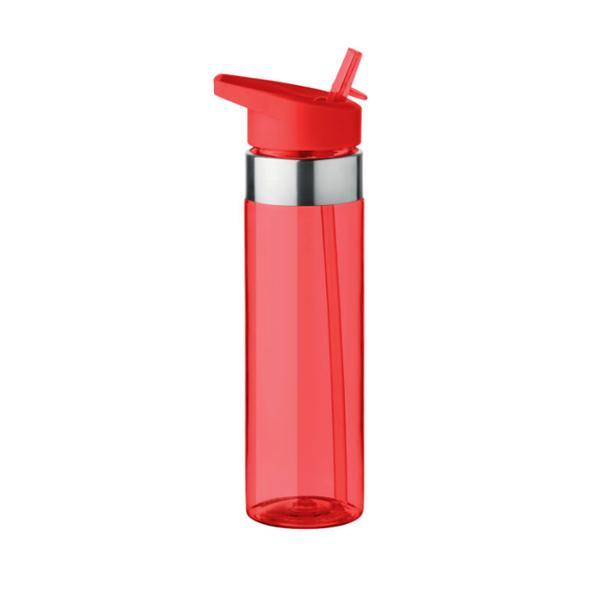 Пляшка для води з трубочкою ESMO 650 мл тритан брендування друк логотипу Червоний, фото 1