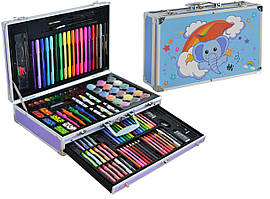 Набір для дитячої творчості (малювання) Foco в алюмінієвому валізі з 122 предметів Blue
