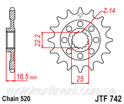JTF742.15 Зірка передня DUCATI Hypermotard 1100, DUCATI 999