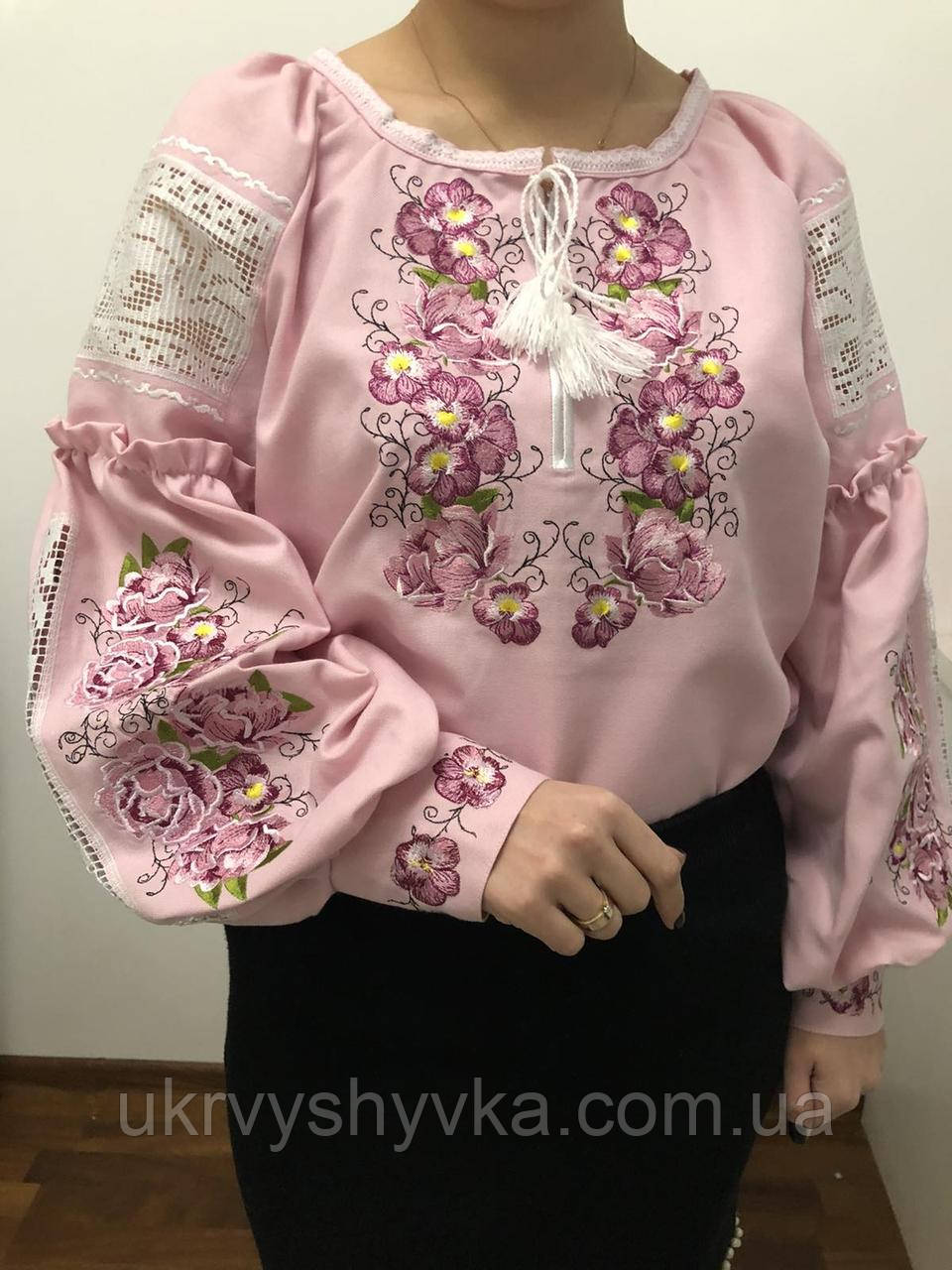 Блузка жіноча "Рожеві квіти"