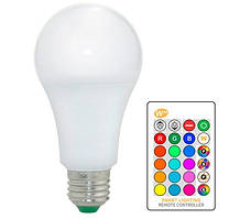 Лампа світлодіодна E27 LED RGB 5Вт, 16 кольорів, з пультом ДК
