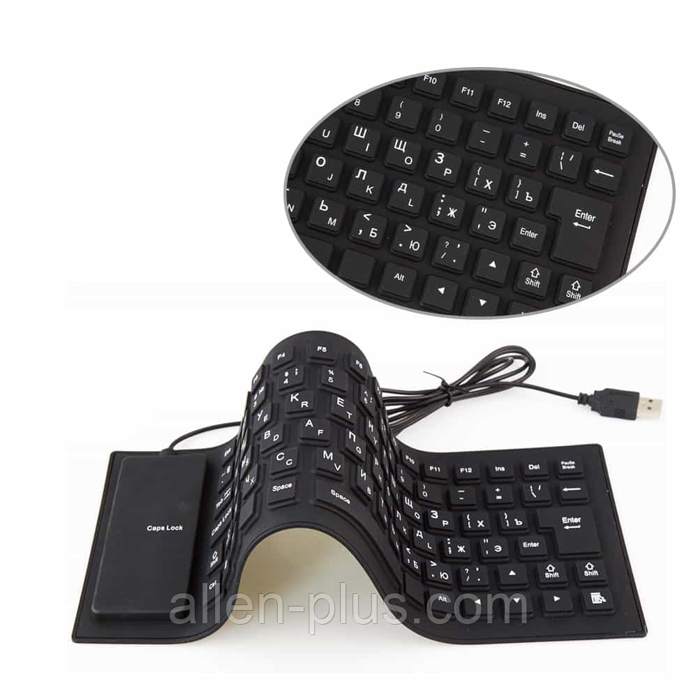 Гнучка силіконова клавіатура, USB, UKC X3 BLACK (6966)