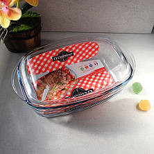 Жароміцна скляна форма для духовки з кришкою 4.5 л Cuisine, скляна каструля, фото 3