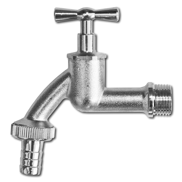 Кран вентильний РЗ 3/4", штуцер під шланг 
3/4", латунний нікельований, GKK023419