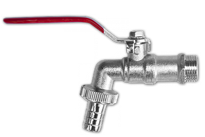 Кран кульовий РЗ 1/2", штуцер під шланг 1/2", 
латунний нікельований, GKK031213