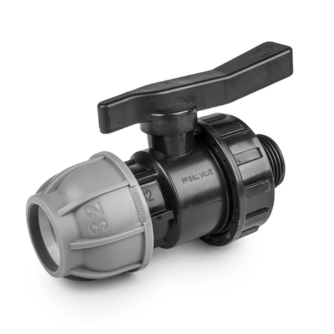 Кран для труб PE 25 мм/ РЗ 3/4", PN10, DSRA10V25M34, фото 1