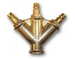 Трійник зі штуцерами "тато", РВ 3/8", латунь, 
SP027
