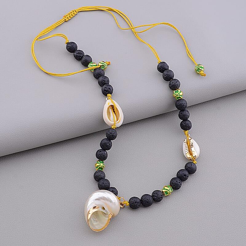 Бусы из натурального камня Шунгит, Ракушка 45 см, фото 1