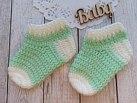 Детские носочки 10-11 см. Вязаные носочки на новорожденного