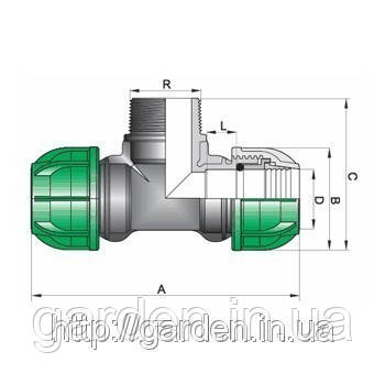 Тройник с наружной резьбой 25X1". Фитинги IRRITEC - фото 6 - id-p14630682