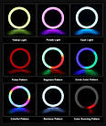 Кільцева кольоровий LED лампа для селфи 26 см MJ26 RGB світлодіодна селфи лід лампа для блогерів без штатива, фото 4