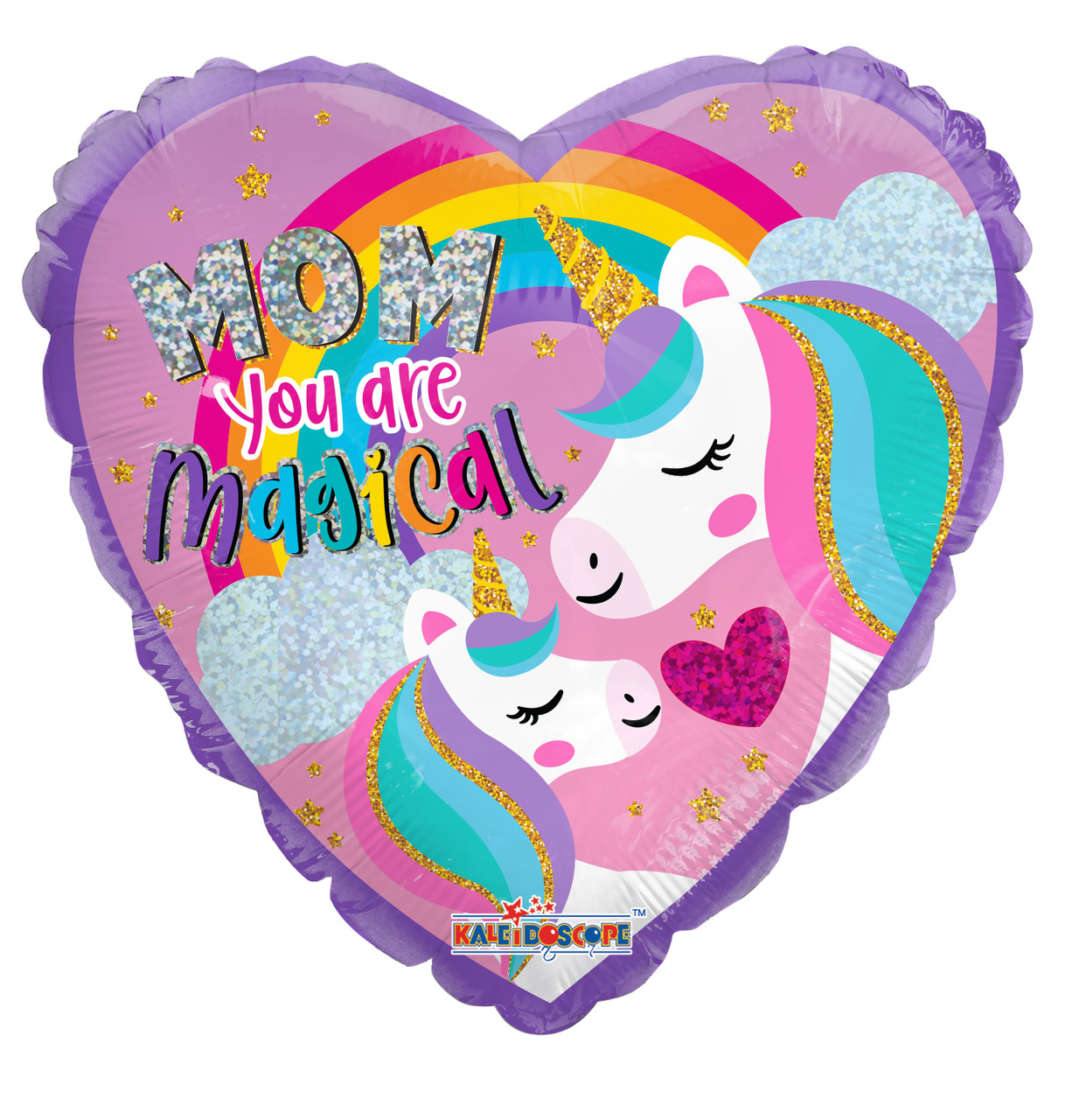 К 18" Mom Unicorn Holographic. Фольгована куля серце — Мама ти Чарівна