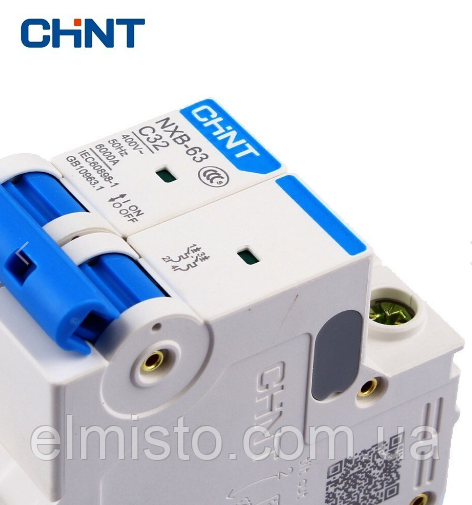 Модульный автоматический выключатель CHINT Electric NXB-63 2P 32А 6кА х-ка C для крепления на DIN-рейку - фото 3 - id-p1356033674