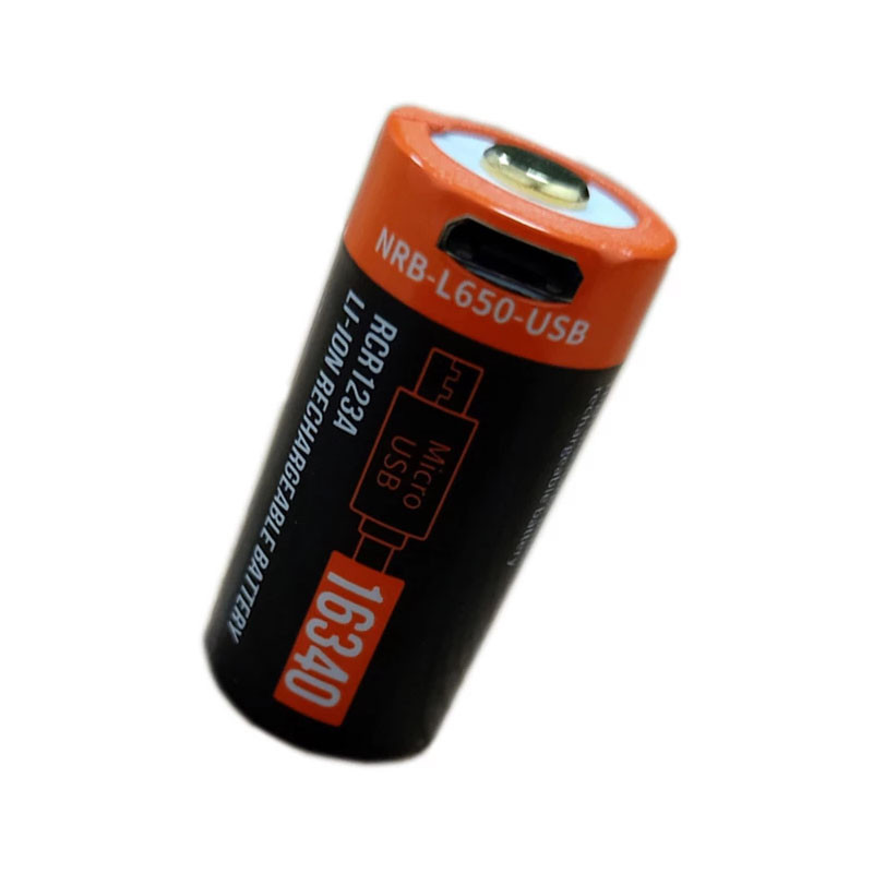 Акумулятор батарея CR123A типорозміру 16340 c USB зарядкою 3.7 В 650мАч PALO NRB-L650-USB РЕАЛЬНА ЄМНІСТЬ!, фото 1