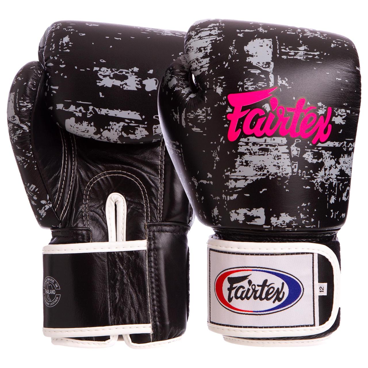 Рукавиці боксерські шкіряні на липучці FAIRTEX BGV1-DARKCL DARK CLOUD (р-р 10-16oz, чорний)