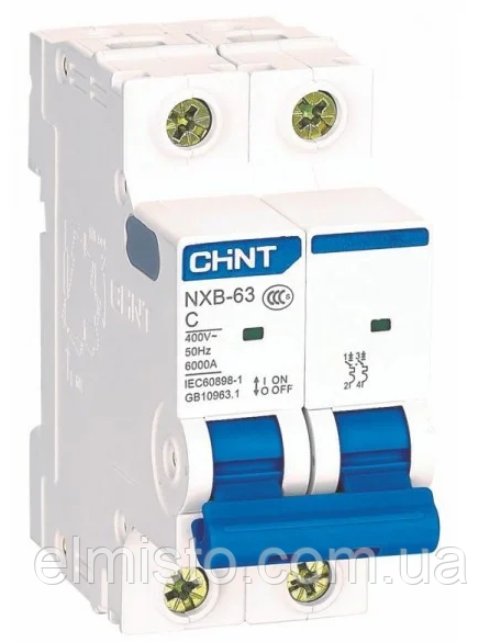 Модульний автоматичний вимикач CHINT Electric NXB-63 2P 40А 6кА х-ка C для кріплення на DIN-рейку