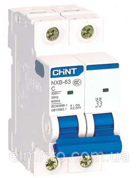 Модульный автоматический выключатель CHINT Electric NXB-63 2P 40А 6кА х-ка C для крепления на DIN-рейку - фото 1 - id-p1356036655