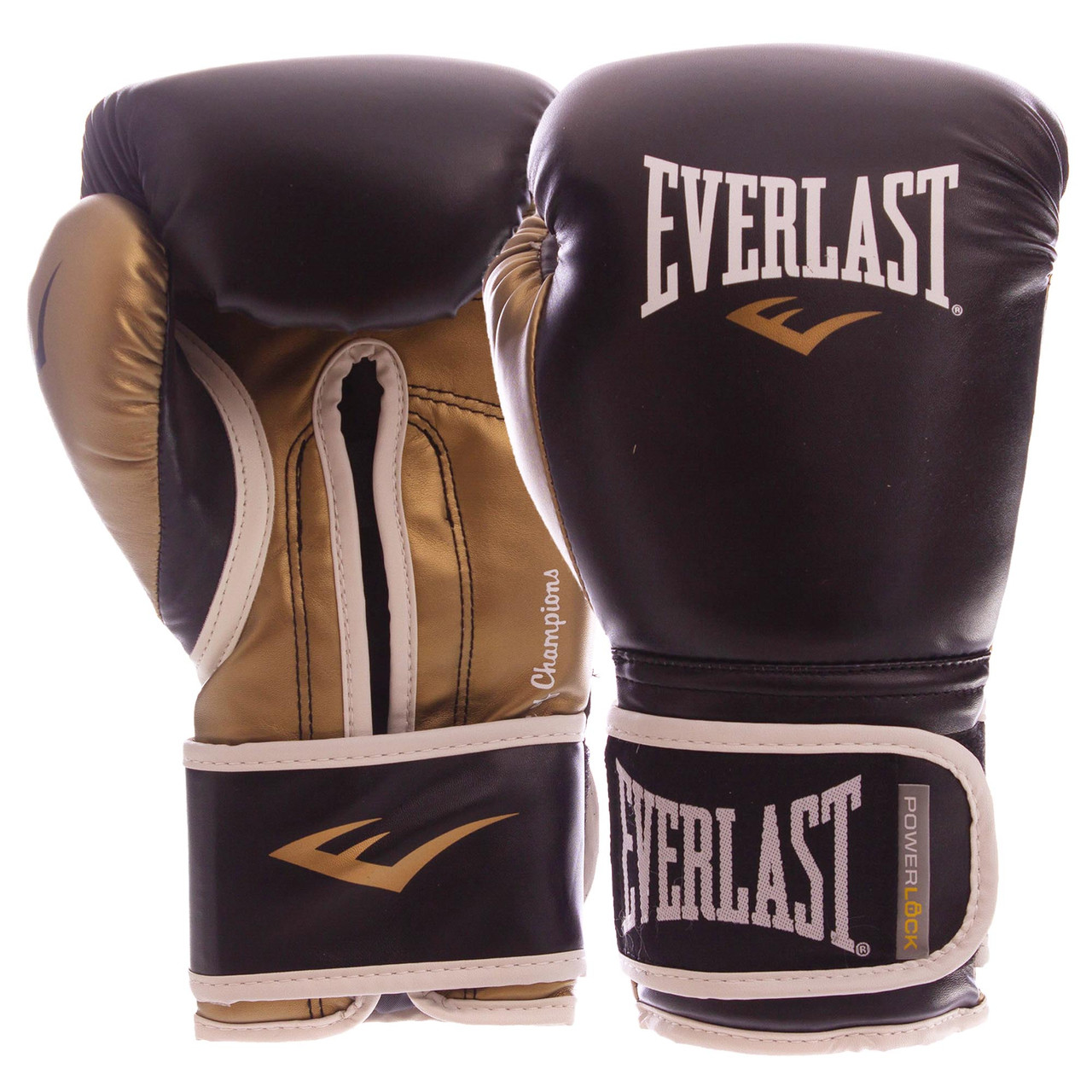 Рукавиці боксерські PU на липучці EVERLAST P00000723 POWERLOCK (р-р 14oz, чорний-золотий)