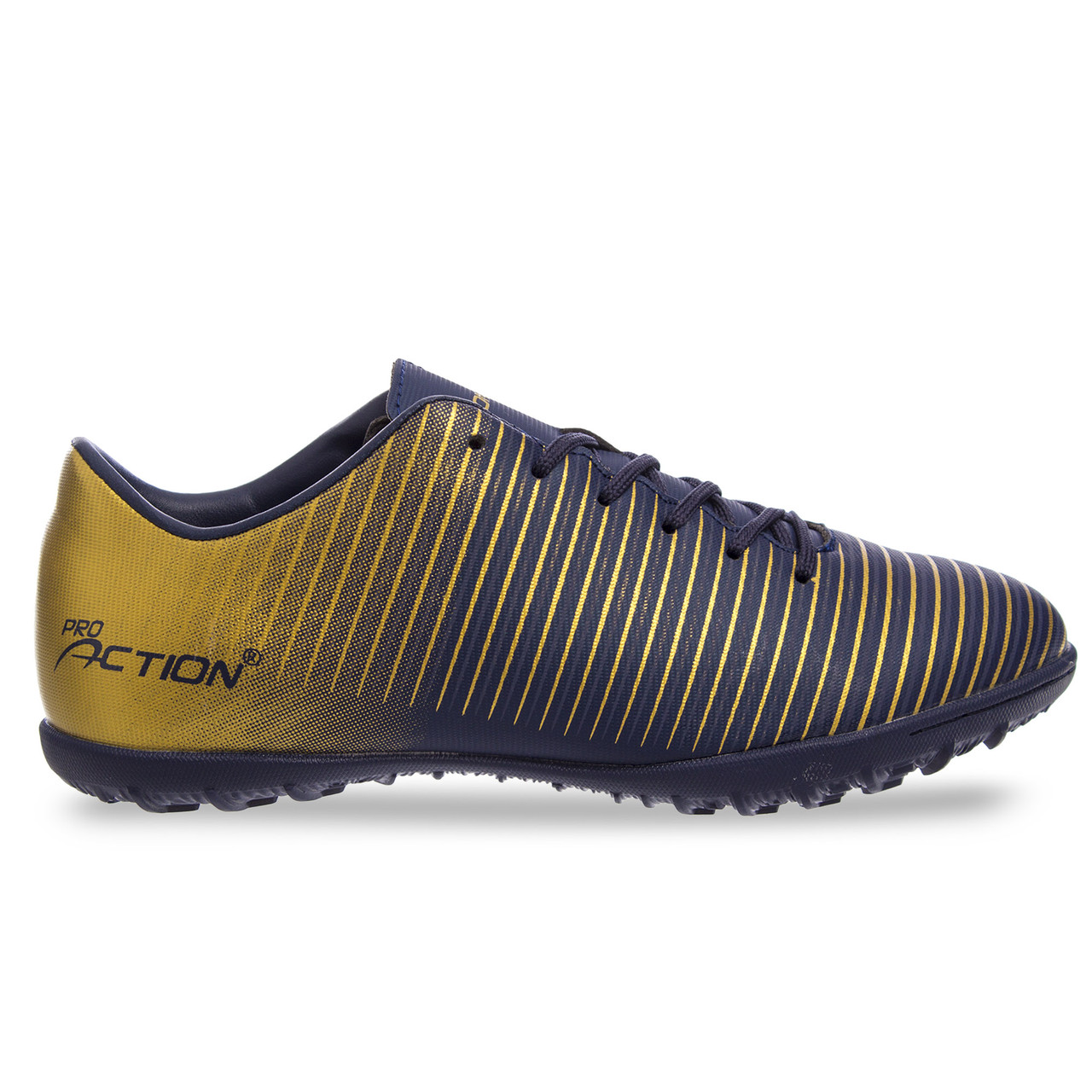 Сороконіжки взуття футбольне підліткове Pro Action VL17562-TF-35-40-NGD NAVY/GOLD розмір 35-40 (верх-PU,
