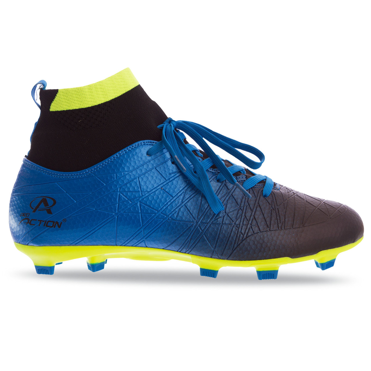 Бутси футбольне взуття з носком Pro Action PRO-1000-24 ROYAL/BLK/YEL розмір 40-45 (верх-TPU, підошва-TPU,