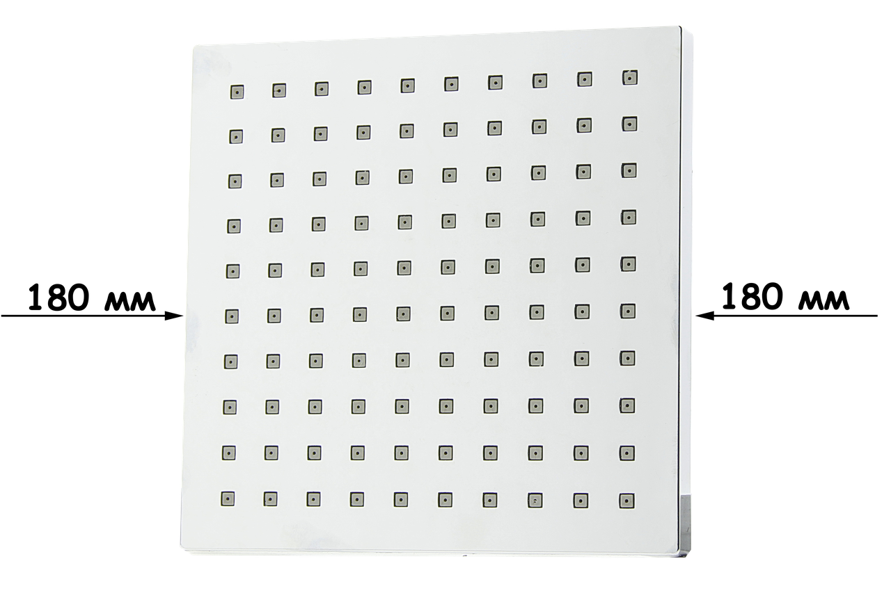 Лійка для душової кабіни, квадратна 180 мм. х 180 мм. ( Л-180\17 ) товщина 17 мм. Шток з зовнішньою різьбою., фото 1