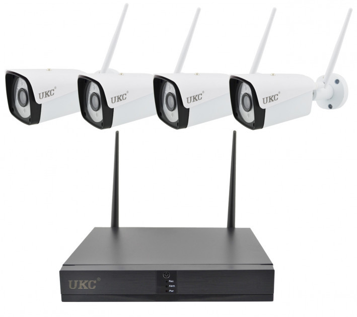 Комплект відеоспостереження бездротовий DVR KIT CAD Full HD UKC 8004/6673 Wi-Fi 4ch набір на 4 камери