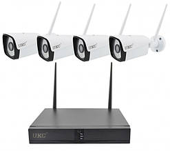 Комплект відеопоспостереження бездротової DVR KIT CAD Full HD UKC 8004/6673 Wi-Fi 4ch набір на 4 камери