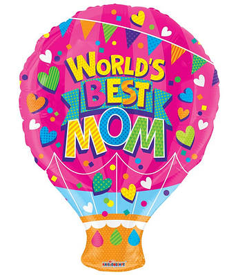 К 18" World 's Best Mom Shape GelliBean. Куля повітряна плівка Найкраща у світі мама