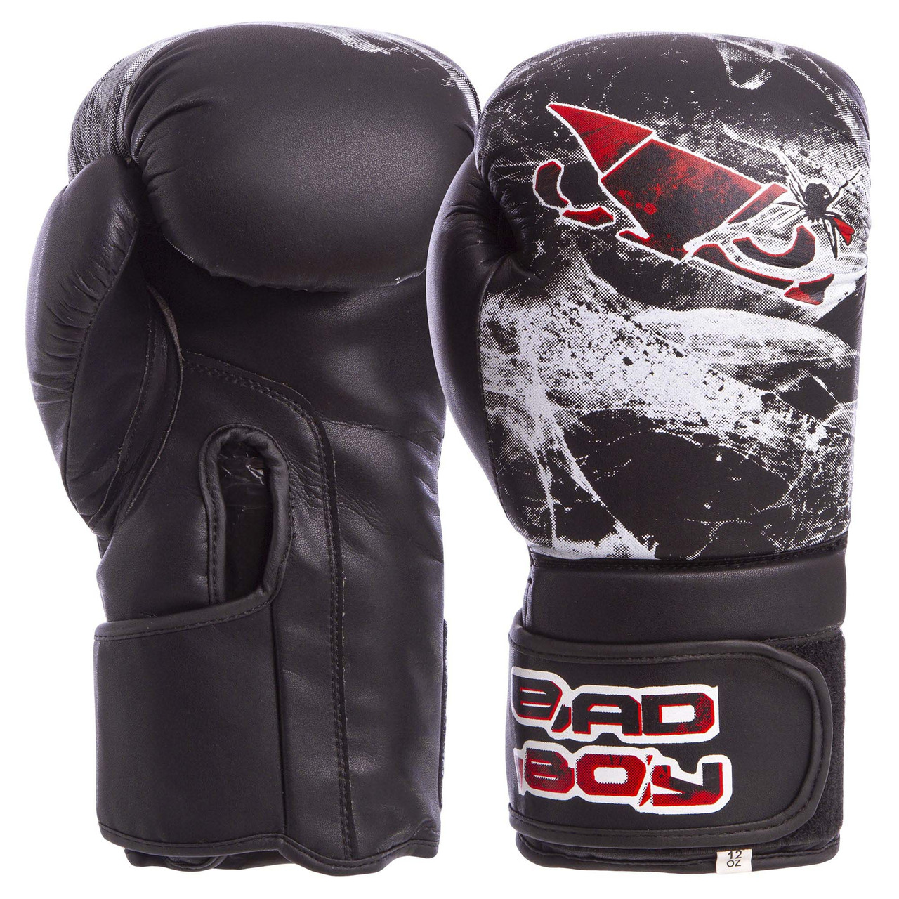 Рукавички боксерські FLEX на липучці BDB SPIDER VL-6602 (р-р 10-12oz, чорний-білий)