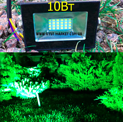 Зелений прожектор 10 Вт IP65 800 Лм для підсвічування газонів