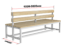 Скамейка для раздевалки со спинкой двухсторонняя цельная
