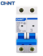 Модульний автоматичний вимикач CHINT Electric NXB-63 2P 50А 6кА х-ка C для кріплення на DIN-рейку