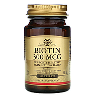 Биотин "Biotin" 300 мкг, Solgar, 100 таблеток