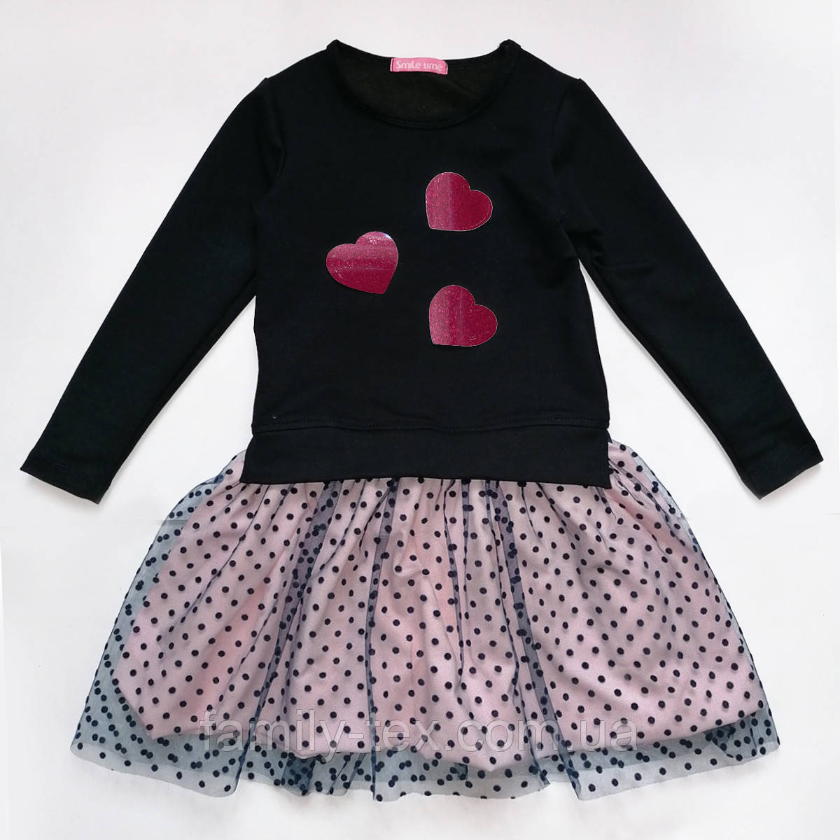 Сукня для дівчинки з довгим рукавом зі спідницею з фатина синє, SmileTime Angel, фото 1