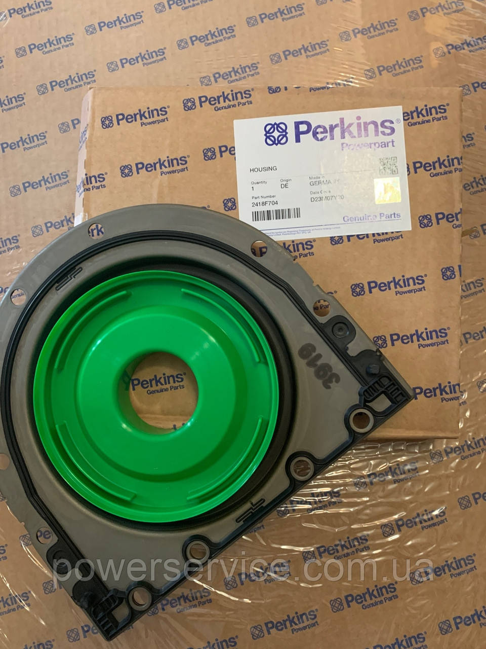 Оригінальний задній сальник колінвала в корпусі 2418F704 Perkins, Перкінс, Перкінс
