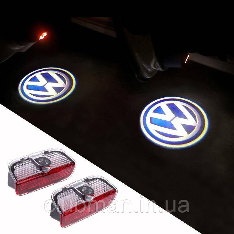 Проектор підсвічування логотипу для дверей VW Volkswagen (Фольксваген)  Синій Логотип Passat Tiguan Touareg CC Sharan Golf Jetta