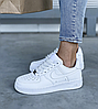 Жіночі чоловічі кросівки Nike Air Force 1’07 White One взуття Найк Аїр Форси низькі білі шкіряні, фото 7