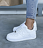 Жіночі кросівки Nike Air Force 1’07 White One Взуття Найк Аїр Форси низькі білі шкіряні, фото 6