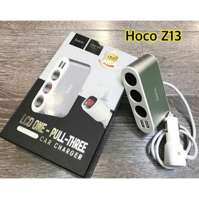 Автомобільний розгалужувач Hoco Z13 LCD + 2USB Silve, фото 1