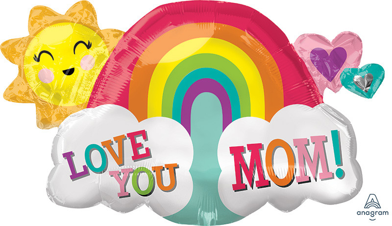 А 30" Love You Mom Rainbow. Куля повітряна фольгована Я люблю тебе Мам Веселка