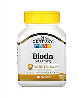 Биотин, 5000 мкг, Biotin 21 st century 110 капсул