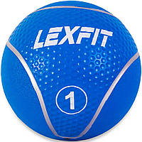 М'яч медичний медбол 1 кг LEXFIT блакитний