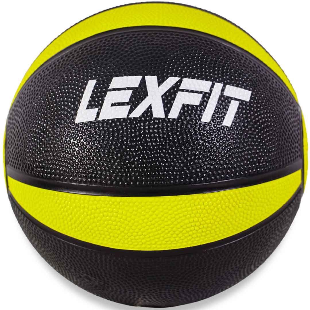 М'яч медичний медбол 1 кг LEXFIT жовтий з чорним