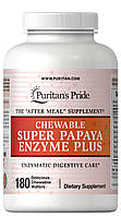 Поддержка пищеварения Puritan's Pride - Super Papaya Enzyme Plus (180 таблеток со вкусом)