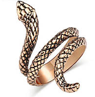 Кольцо женское золотистое Змея