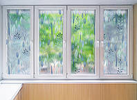 Декоративная матовая пленка на окна и перегородки "Синие листочки" Zatarga от соседей,разделитель пространства